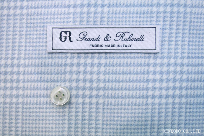 起毛素材の淡いグレンチェックの生地　イタリア・グランディ＆ルビネッリ社製生地　綿１００％