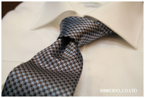 ゼニア千鳥格子ブルー×ブラウンタイ