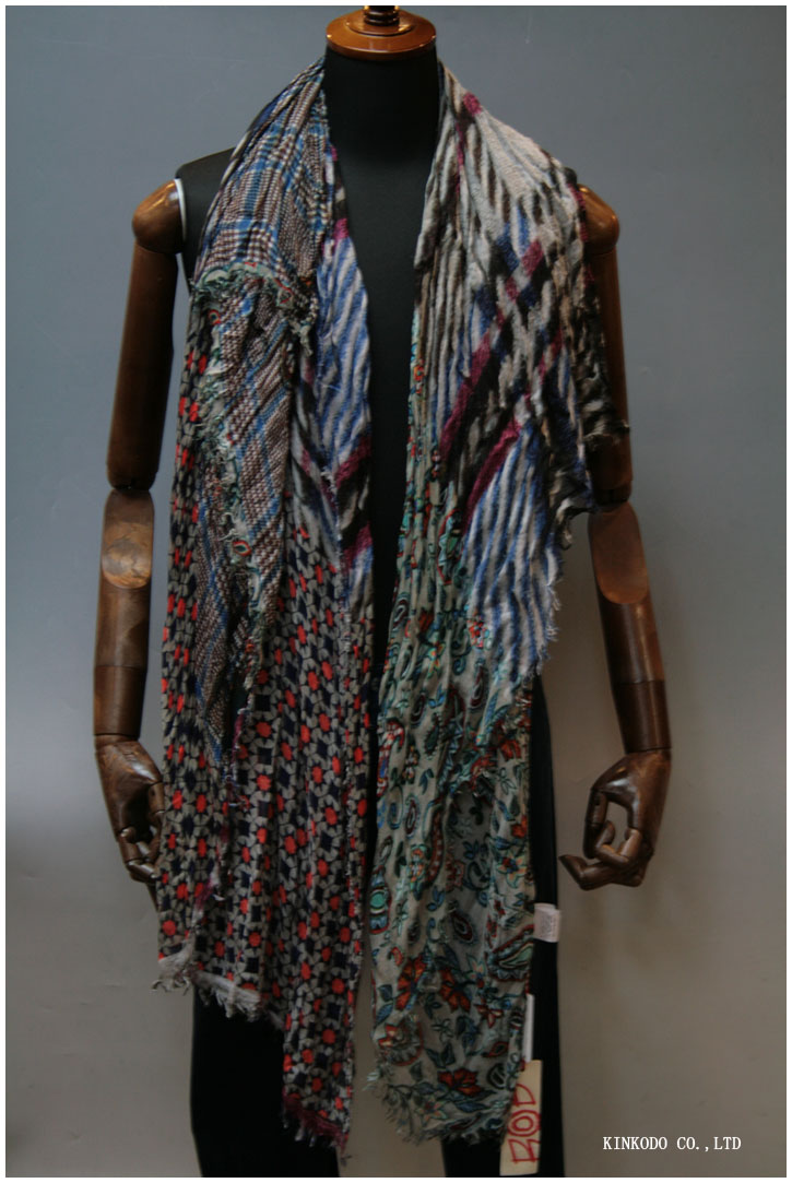 BOB【ボブ】カシミヤミックスのマイクロモダール素材の大判プリントストール