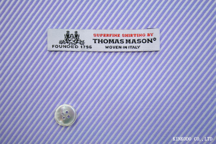 太畝ツイル（綾織り）のブルー生地　トーマスメイソン１００番　綿１００％