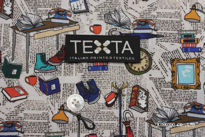 NO-10357752 海外の生活の様子を写したプリント生地 イタリア テキスタ社TEXTA製生地 綿100%