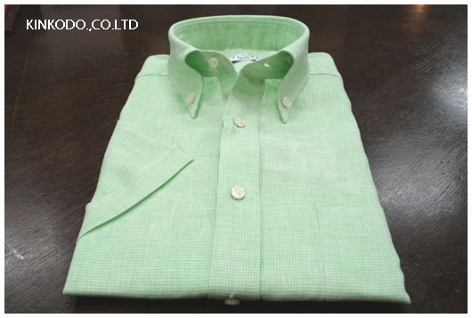 CALIBAN グリーン麻シャツ