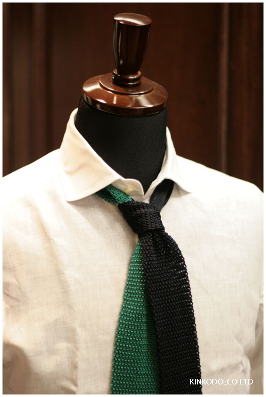 カンティーニ、ニットタイグリーン