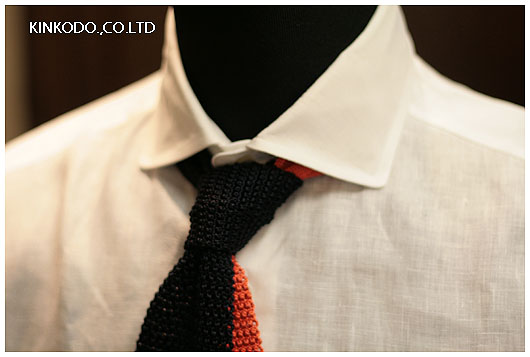 カンティーニ、ニットタイ オレンジ