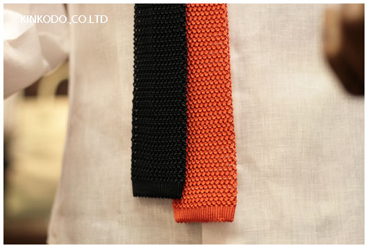 カンティーニ、ニットタイ オレンジ