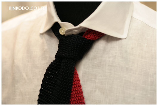 カンティーニ、ニットタイ レッド