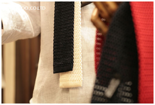 カンティーニ、ニットタイ ホワイト