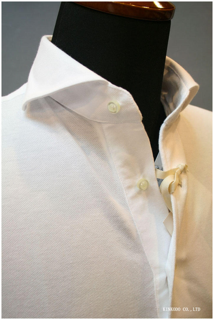 定番白のカッタウェイカラーの鹿の子のポロシャツ Guy Rover ギ・ローバー