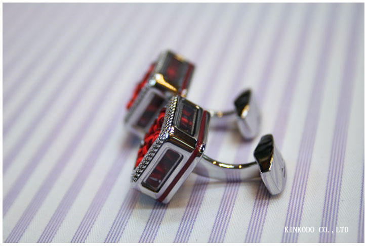 TATEOSSIAN【タテオシアン】加賀水引を使った高級感溢れるカフス(レッド&ルビー)