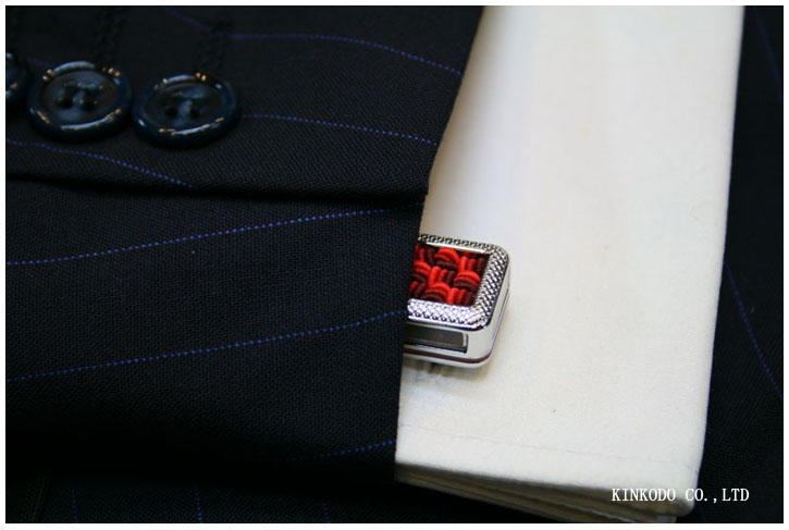 TATEOSSIAN【タテオシアン】加賀水引を使った高級感溢れるカフス(レッド&ルビー)