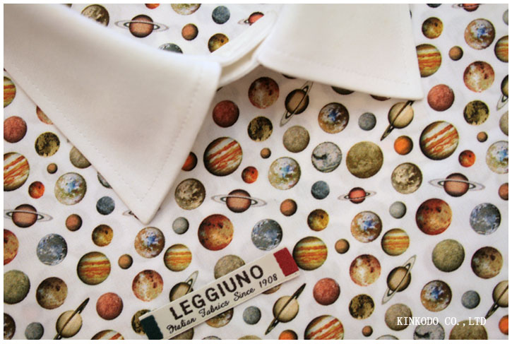 プラネット惑星柄のプリント生地 イタリア・レジウノ社製生地 綿100%