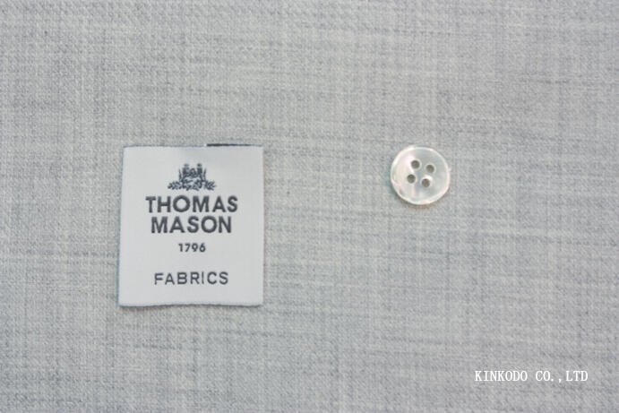 NO-10157212 綿カシミヤのライトグレーのツイル生地 トーマスメイソン社製生地 ThomasMason 綿85%カシミヤ15%