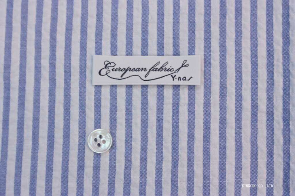 NO-10548306 清涼感のあるブルーストライプのサッカー地(European Fabric) ヨーロピアンファブリック 綿100%