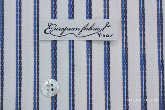 NO-10548327 ブルー×グレーのダブルストライプ（European Fabric）　ヨーロピアンファブリック　綿100％
