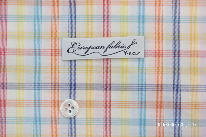 NO-10548340 サンシャイン・トロピカルチェック(オレンジ×イエロー×ブルー)(European Fabric) ヨーロピアンファブリック 綿100%