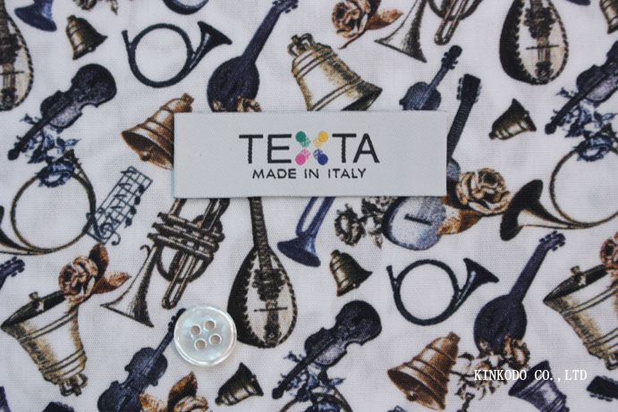 NO-10558387 オーケストラ楽器プリント TEXTA テキスタ社製生地 綿100%