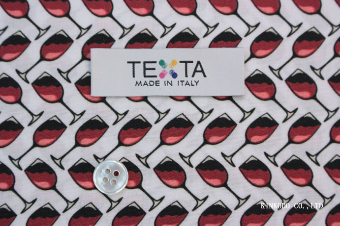 NO-10558389 ワインで乾杯。大人のユーモアプリント TEXTA テキスタ社製生地 綿100%