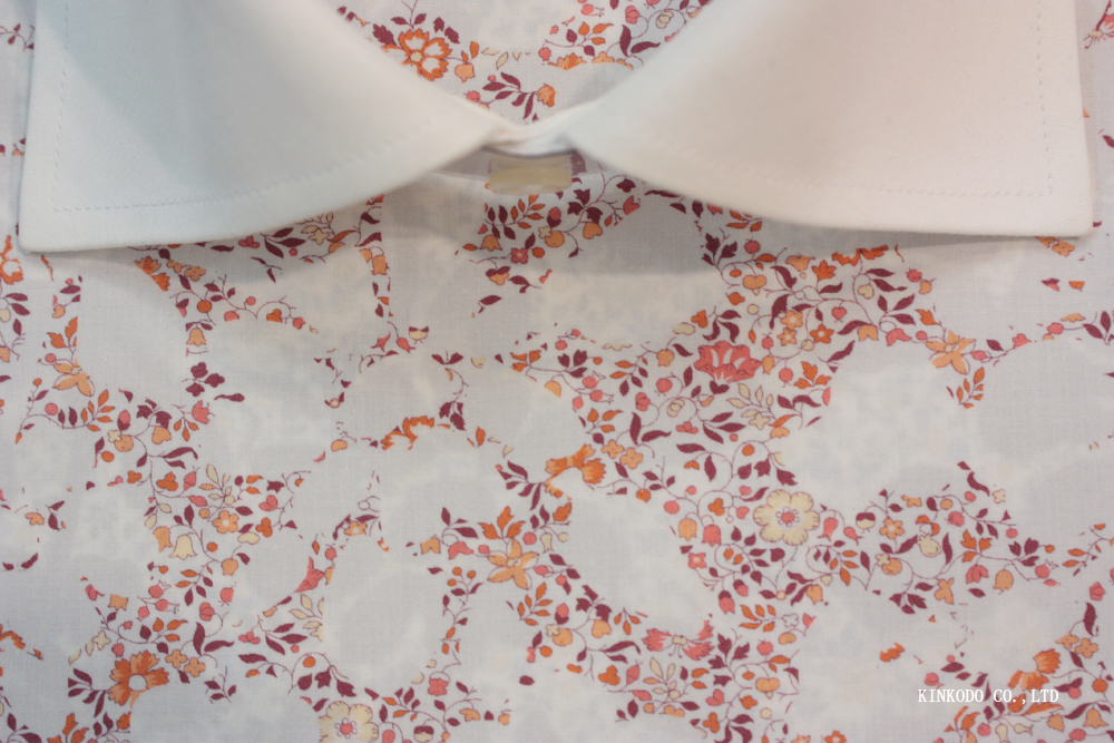 NO-LB3612B　 BELLA'S SILHOUETTE ピンクオレンジ花シルエット柄　LIBERTY PRINT　リバティプリント　綿100％