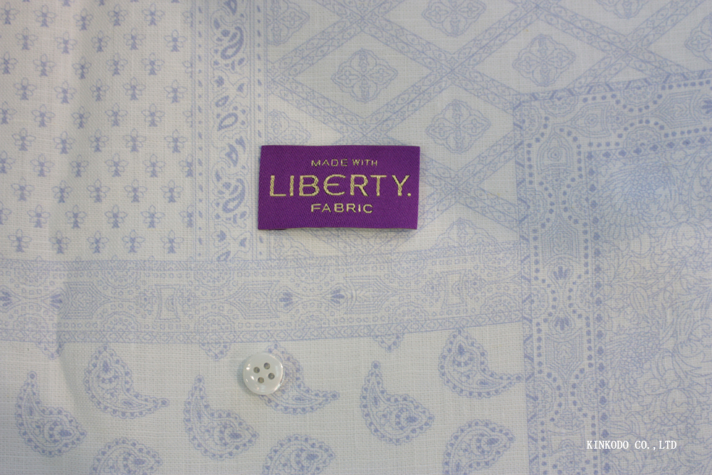 BANDANA PATCHWORK 淡いブルーのバンダナパッチワーク柄　LIBERTY PRINT　リバティプリント　リネン100％