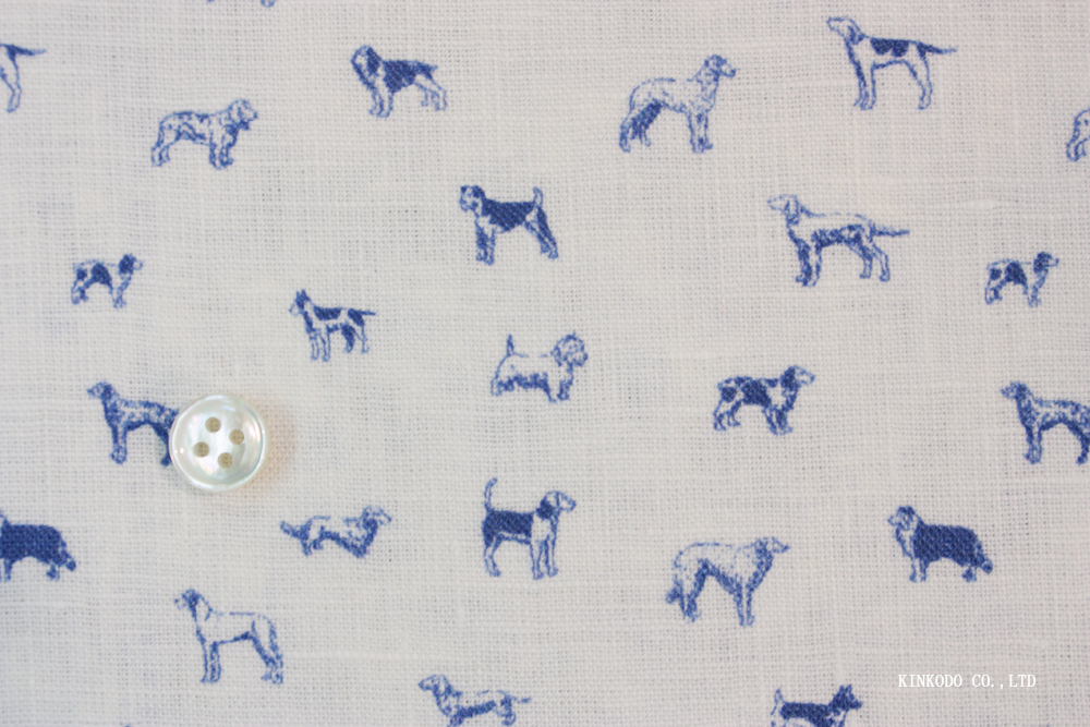 NO-LB7505A　MAN'S BEST FRIEND ドッグモチーフリネン　LIBERTY PRINT　リバティプリント　リネン100％