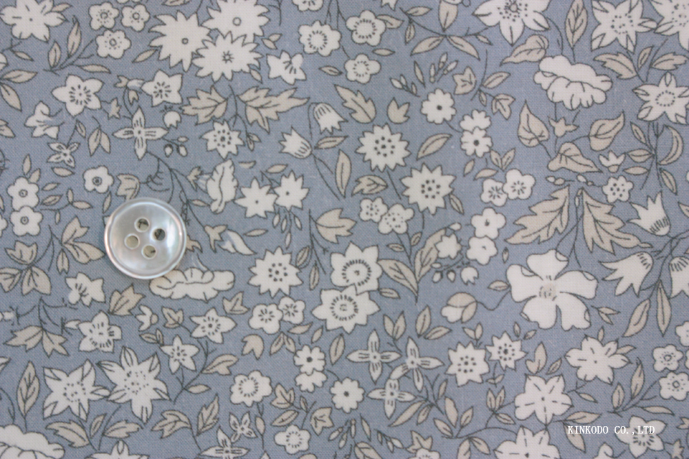 NO-LB3650B　ブルーグレー地のフラワープリント生地　綿100％　LIBERTY PRINT　リバティプリント　綿100％