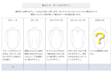 オーダーシャツの背中のタックのデザイン