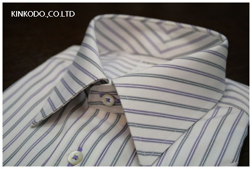 衿とカフスをバイアスに裁断したデザイン。