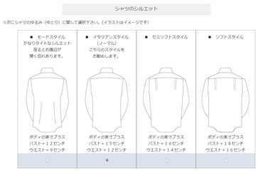 ゆとり・ゆるみの選択画面