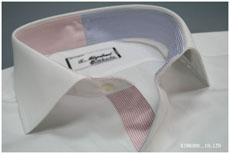 衿・前立て裏にストライプ生地を配置