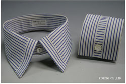 衿羽根の先とカフス中央のストライプ方向を逆にしたデザイン（K2）