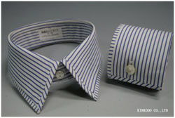 衿羽根の先・カフスの先をカットしストライプ方向を変えたデザイン（デザイン番号K6）