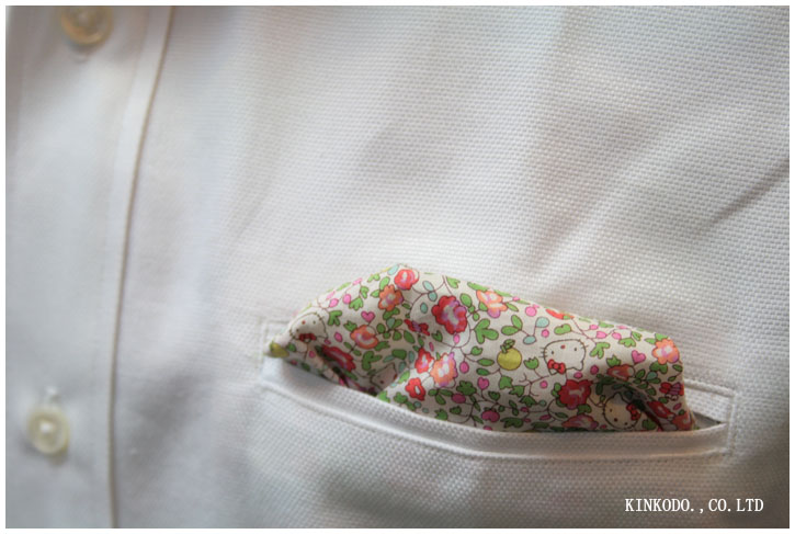 ポケット袋布にリバティープリントを使った玉縁ポケット