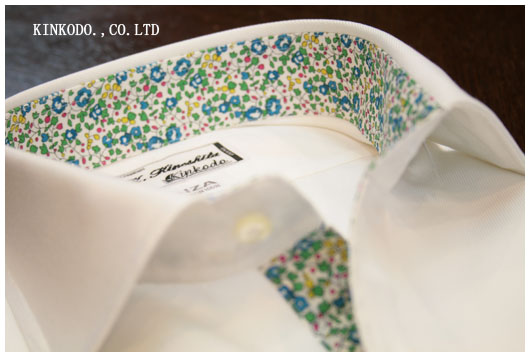 リバティープリントを裏地に使ったオーダーシャツ