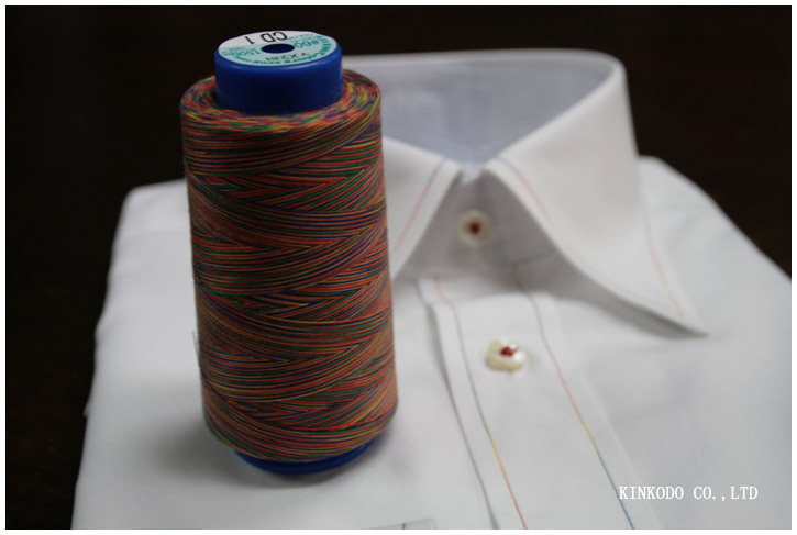 レインボーカラー糸で縫ったオーダーシャツ（全体イメージ）