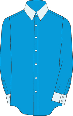 クレリック3：衿の首に当たる所と衿羽根とカフス裏はボディと共生地